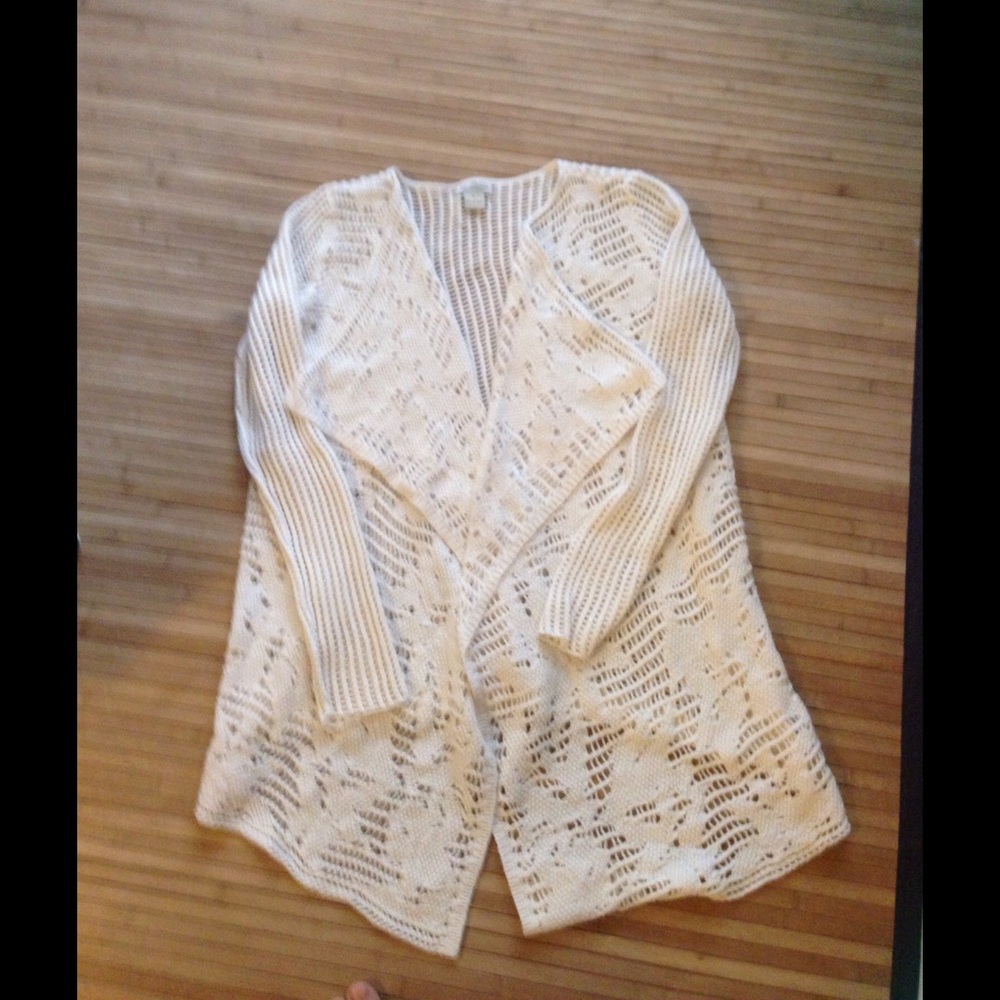 Lucky Brand White Open Knit Cardigan